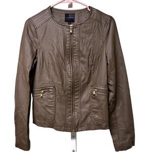 The Limited Tan Faux Leather Jacket, Women's Size Small